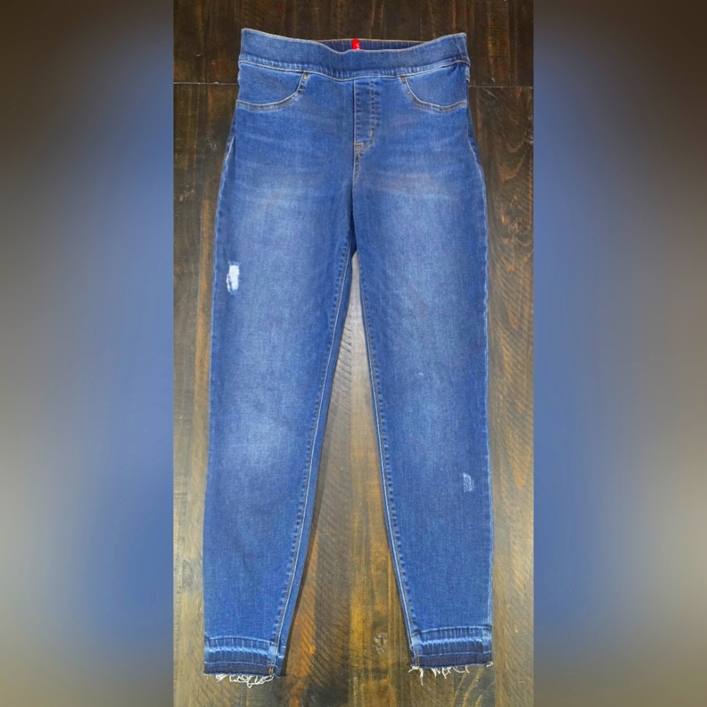 SPANX Distressed Ankle Skinny Jeans, Medium Wash Distressed Large Style 20203R